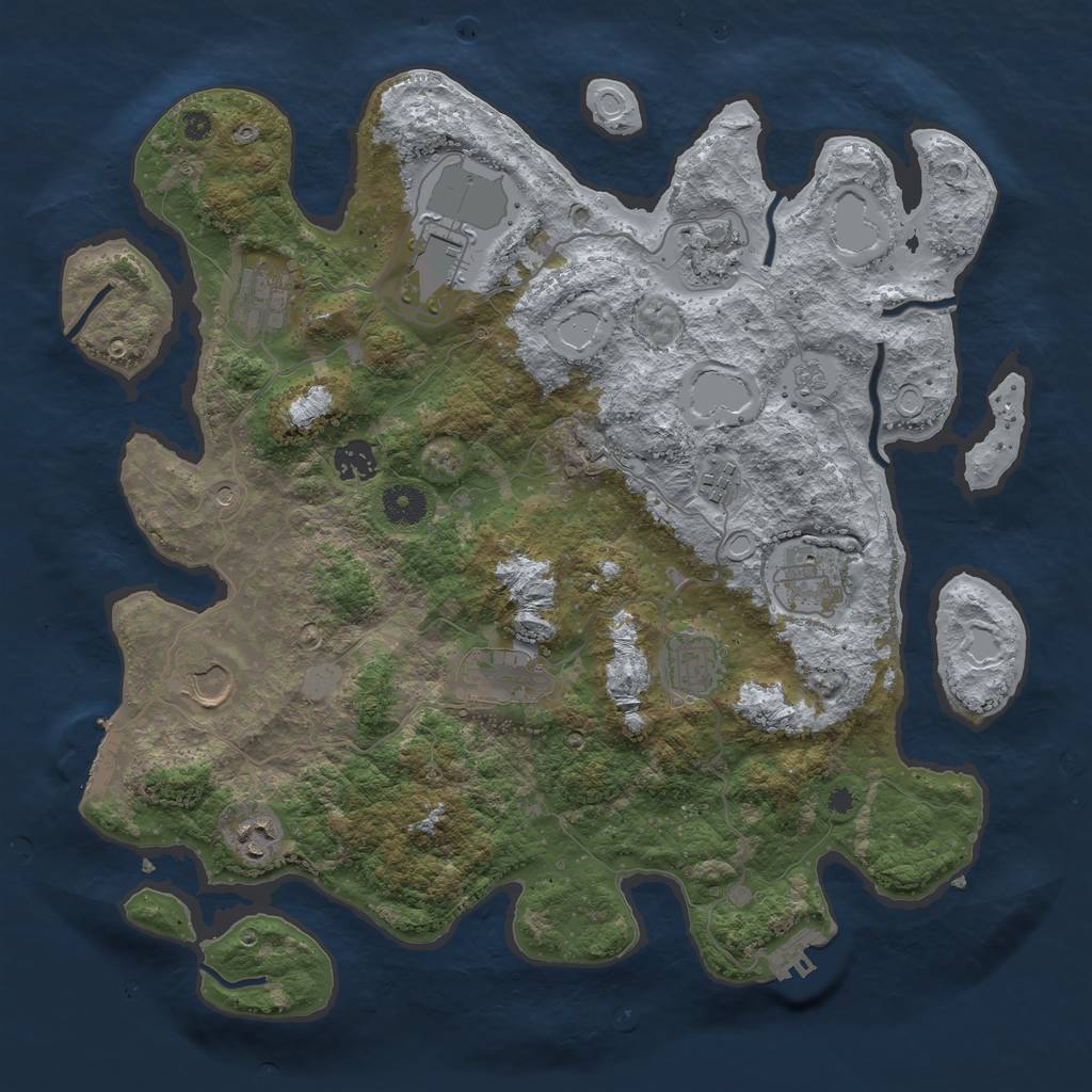 Rust Map: Procedural Map, Size: 3850, Seed: 438345527, 19 Monuments