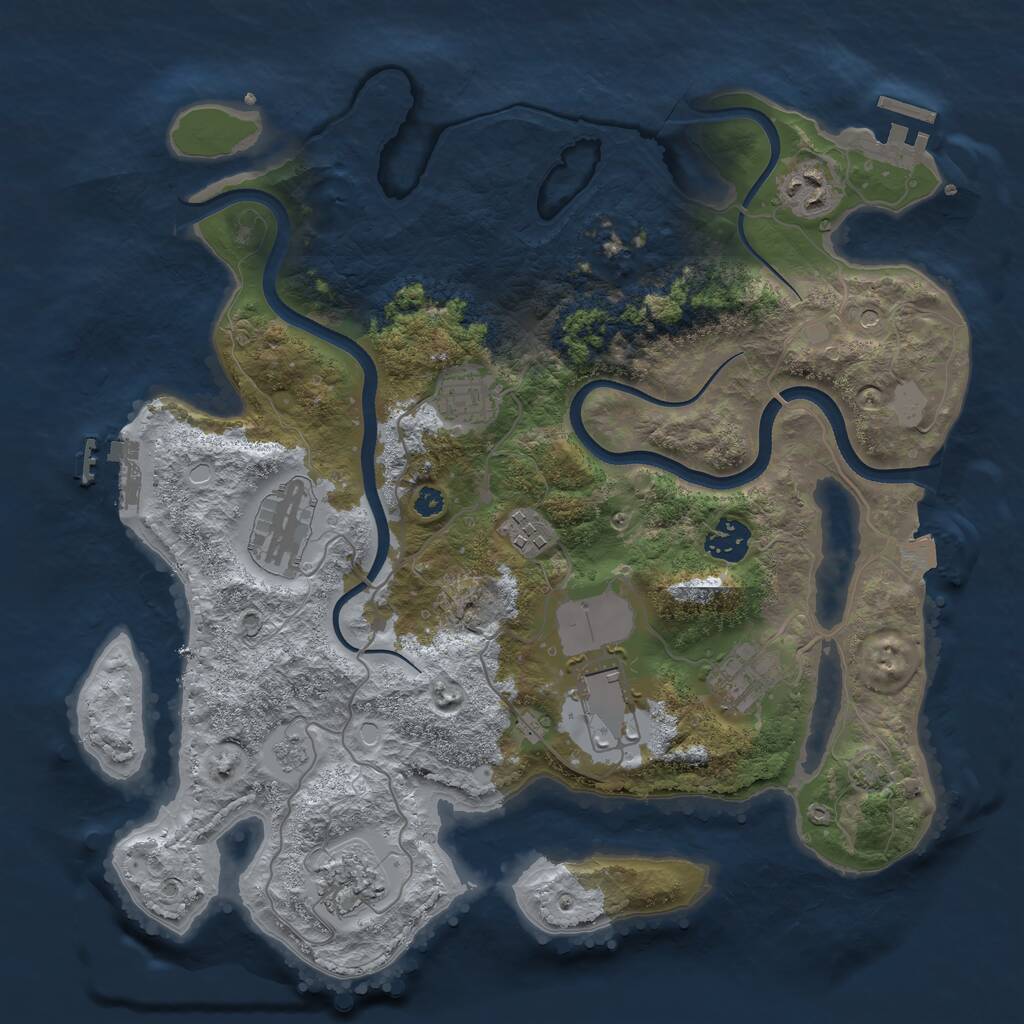 Rust Map: Procedural Map, Size: 3500, Seed: 1650758417, 14 Monuments