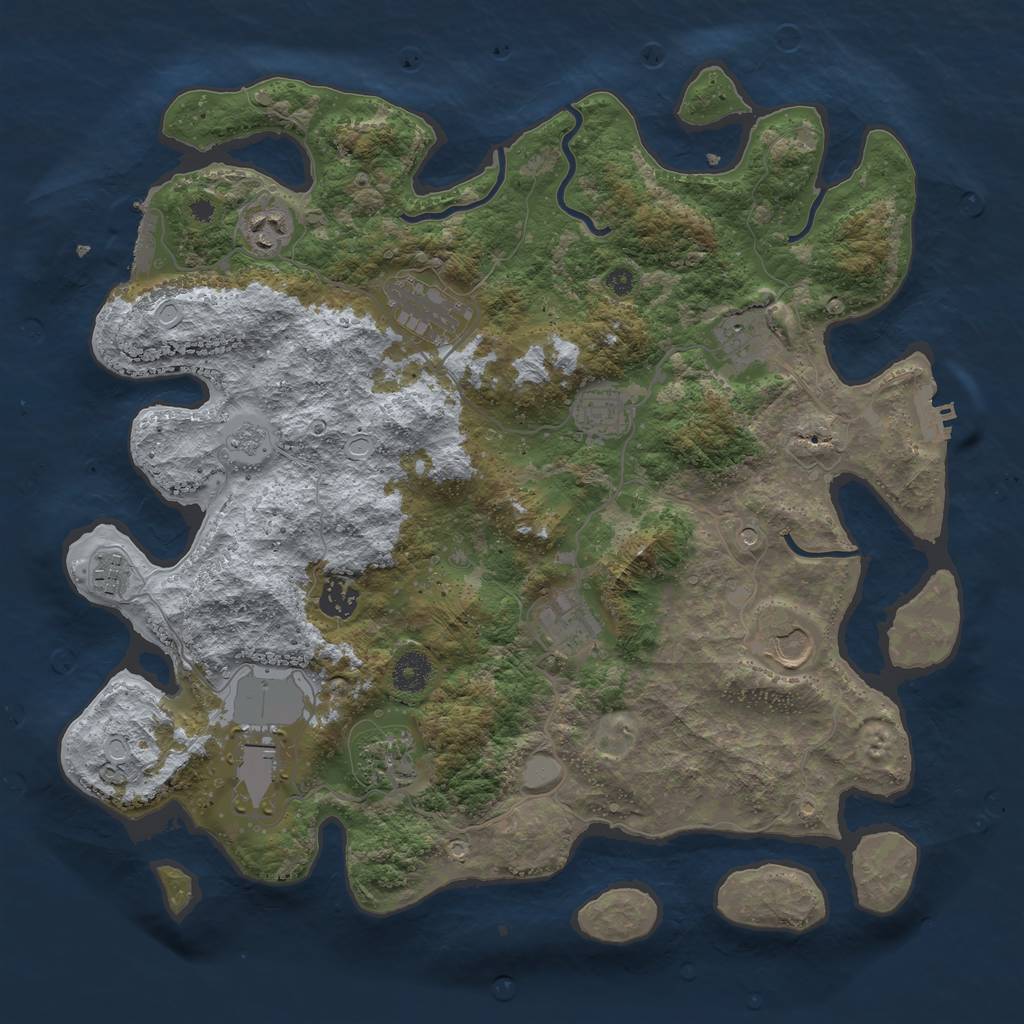 Rust Map: Procedural Map, Size: 3850, Seed: 48907678, 19 Monuments