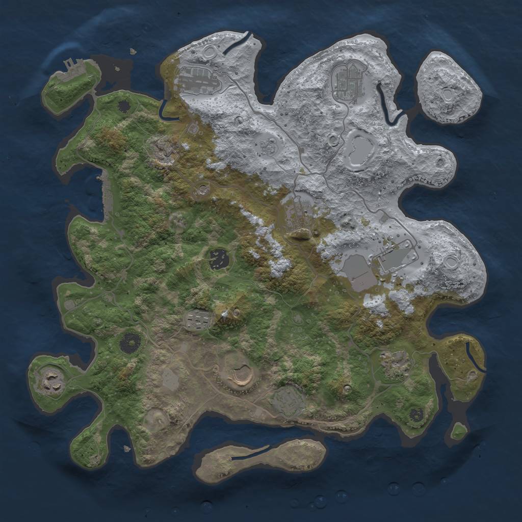 Rust Map: Procedural Map, Size: 3750, Seed: 57821469, 19 Monuments