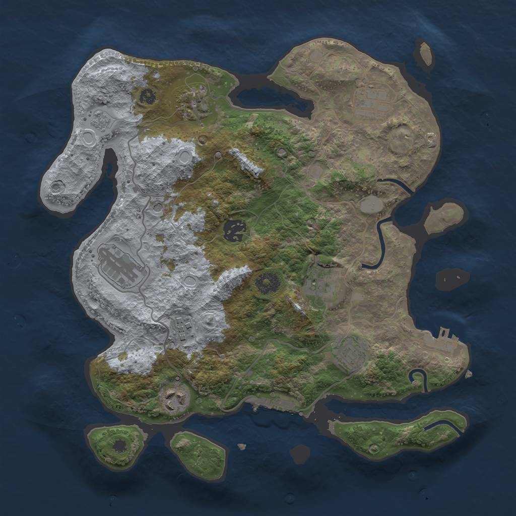 Rust Map: Procedural Map, Size: 3300, Seed: 1645478, 17 Monuments