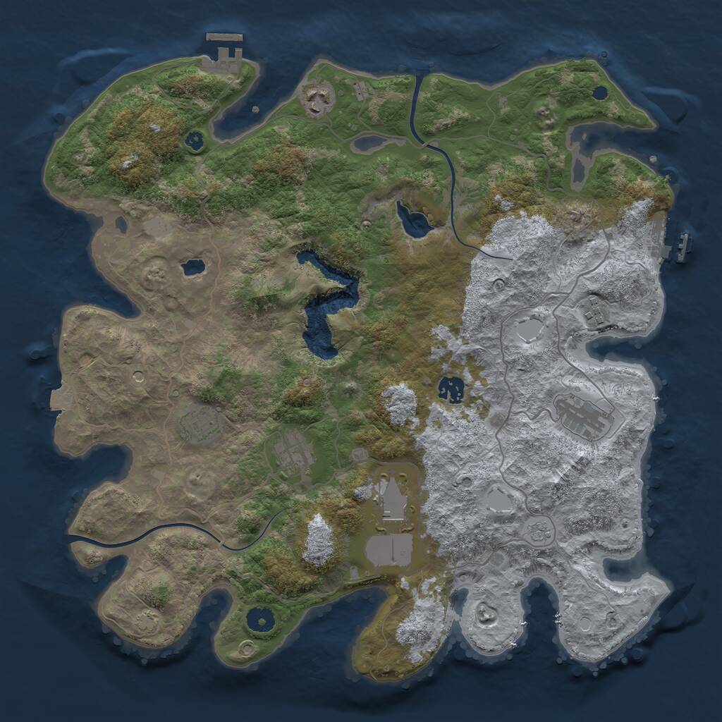 Rust Map: Procedural Map, Size: 4000, Seed: 429583751, 13 Monuments