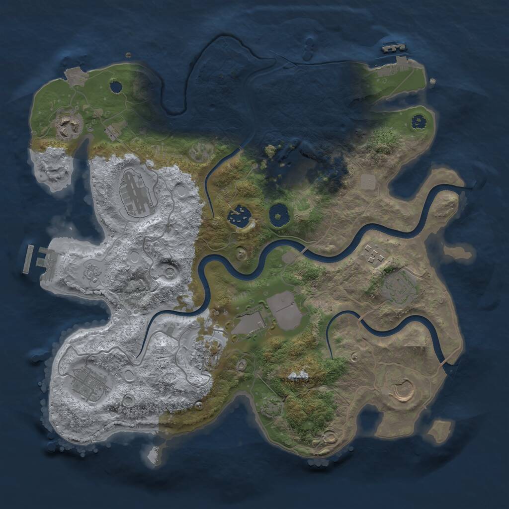 Rust Map: Procedural Map, Size: 3500, Seed: 5168427, 16 Monuments