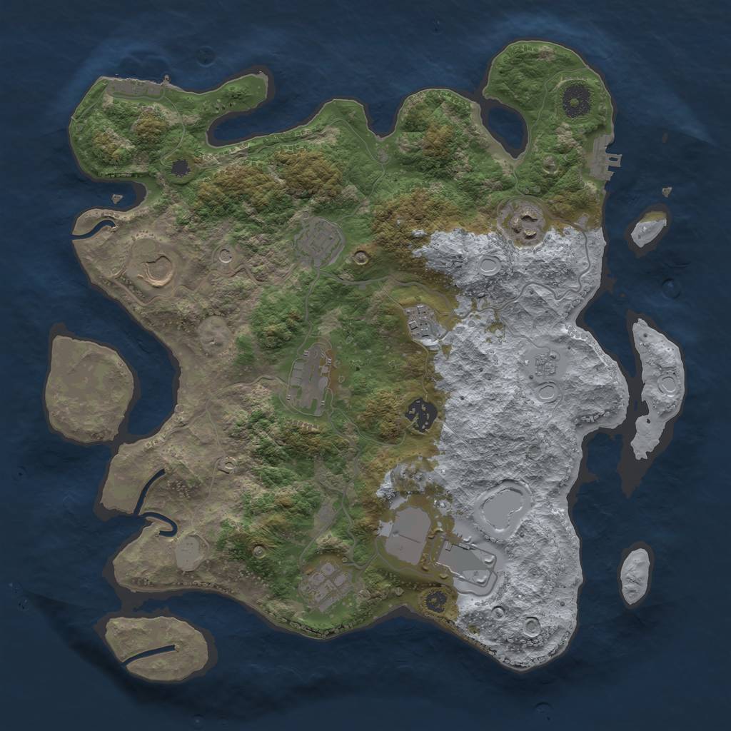 Rust Map: Procedural Map, Size: 3500, Seed: 154464708, 17 Monuments