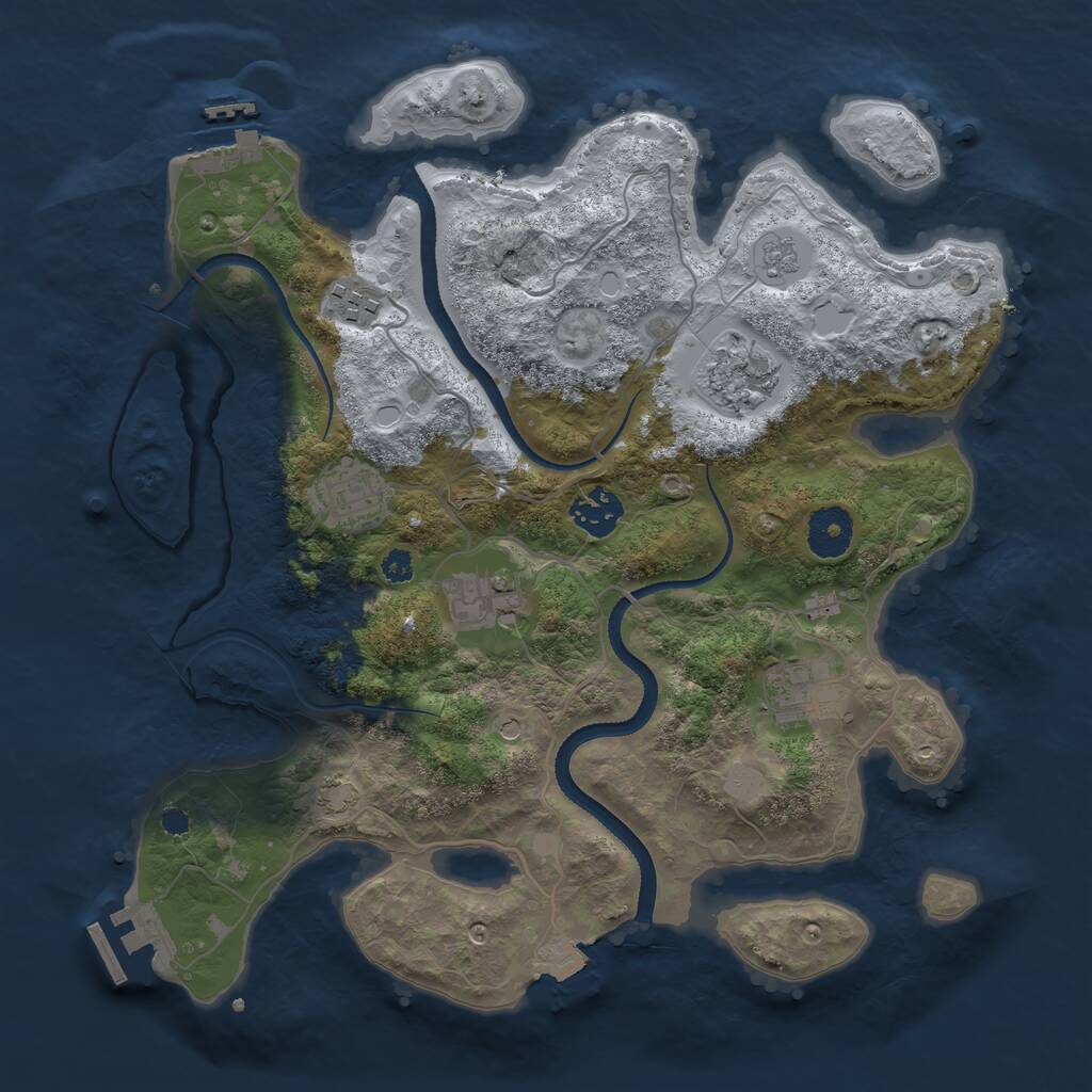 Rust Map: Procedural Map, Size: 3350, Seed: 378627, 12 Monuments