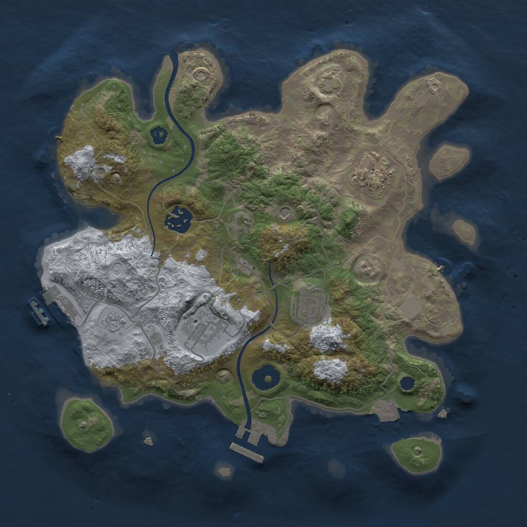 Rust Map: Procedural Map, Size: 3000, Seed: 1692937250, 10 Monuments
