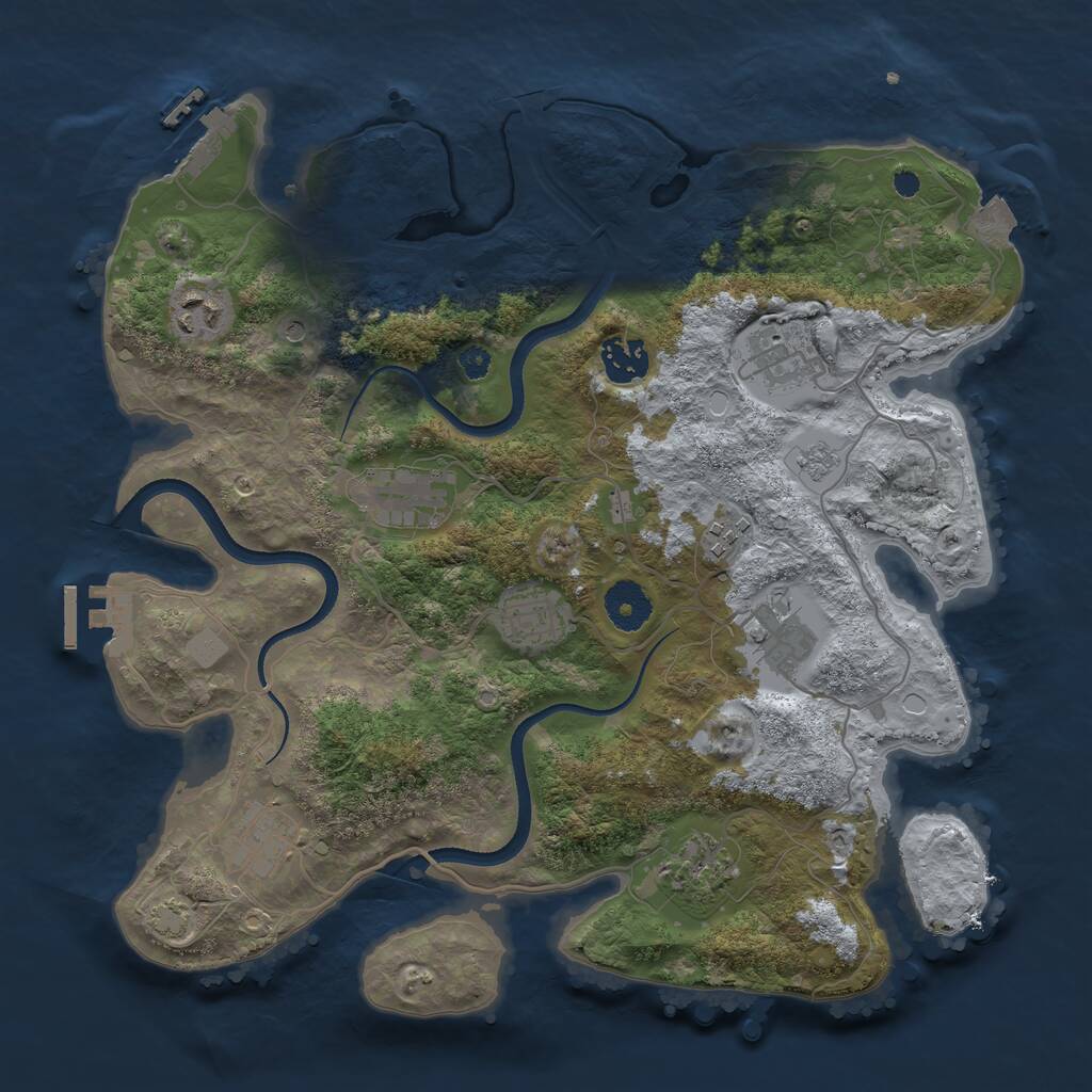 Rust Map: Procedural Map, Size: 3450, Seed: 1596324, 15 Monuments