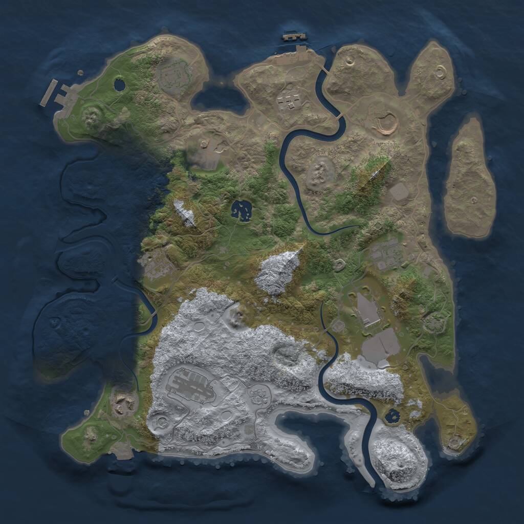 Rust Map: Procedural Map, Size: 3600, Seed: 198373674, 16 Monuments