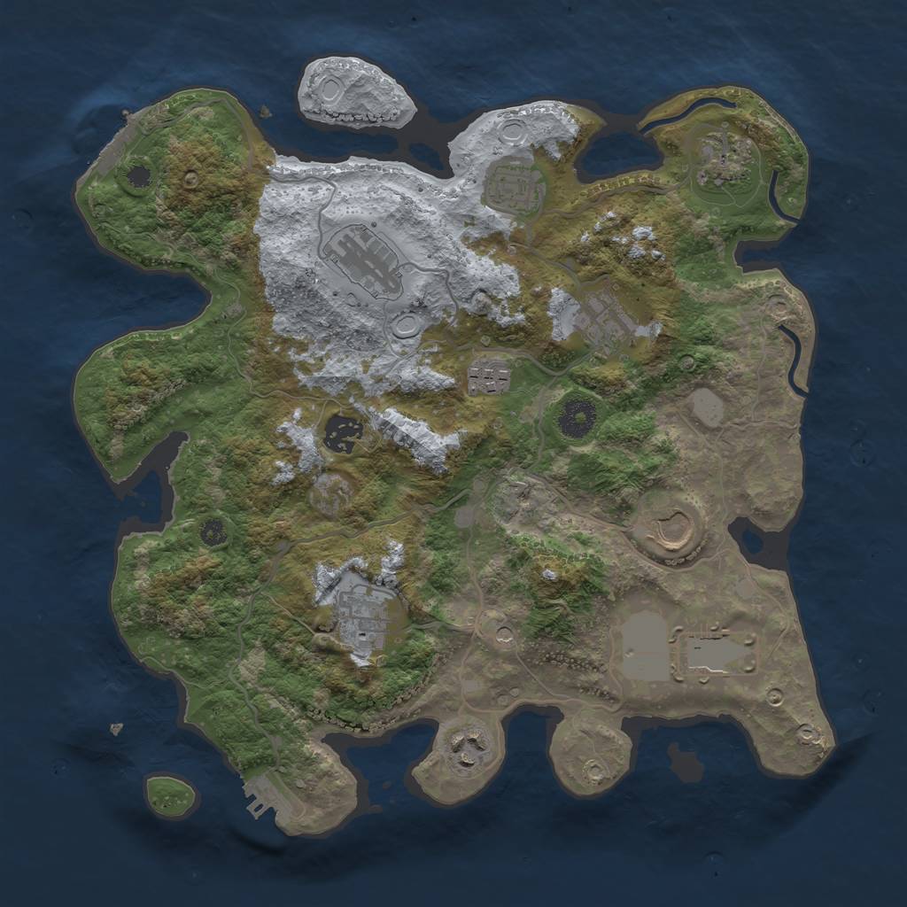 Rust Map: Procedural Map, Size: 3500, Seed: 1183983854, 18 Monuments