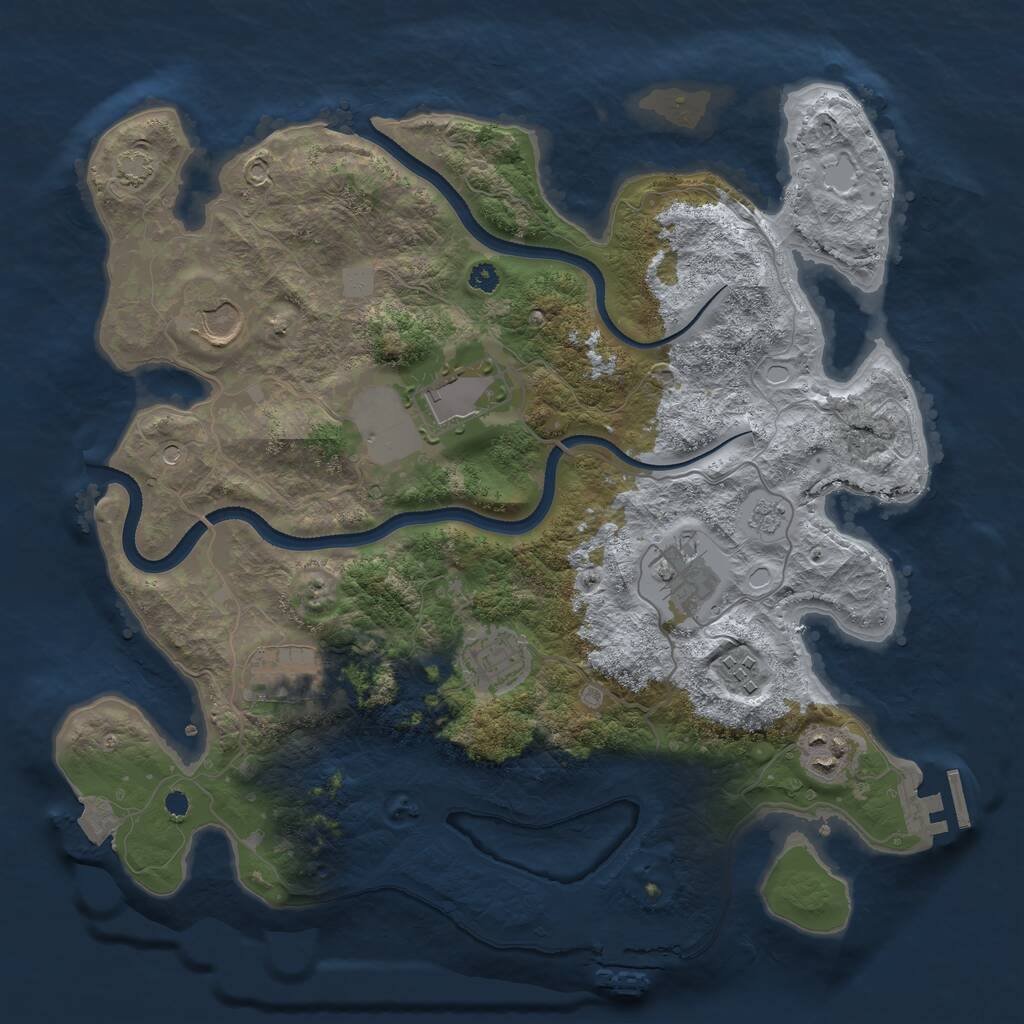 Rust Map: Procedural Map, Size: 3500, Seed: 2073648674, 13 Monuments