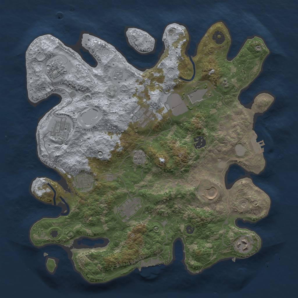 Rust Map: Procedural Map, Size: 3500, Seed: 3575, 19 Monuments