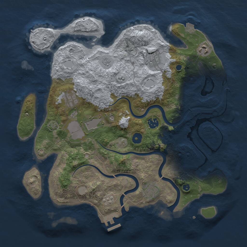Rust Map: Procedural Map, Size: 3550, Seed: 613436, 12 Monuments