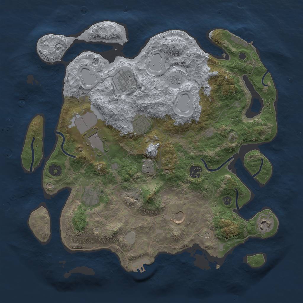 Rust Map: Procedural Map, Size: 3550, Seed: 613436, 17 Monuments