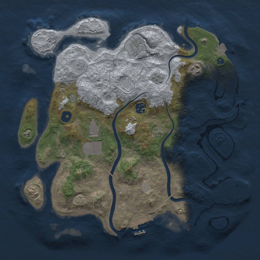 Rust Map: Procedural Map, Size: 3550, Seed: 613436, 11 Monuments