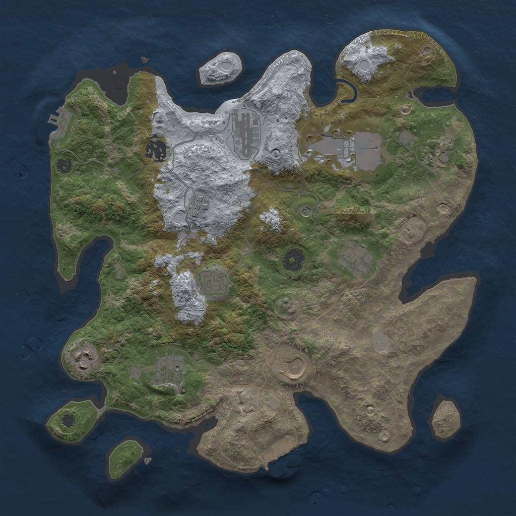 Rust Map: Procedural Map, Size: 3500, Seed: 1117596570, 18 Monuments