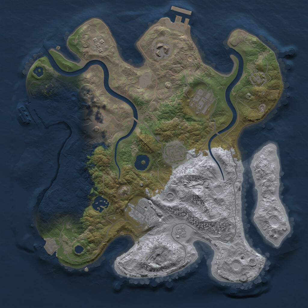 Rust Map: Procedural Map, Size: 3000, Seed: 1136290709, 13 Monuments