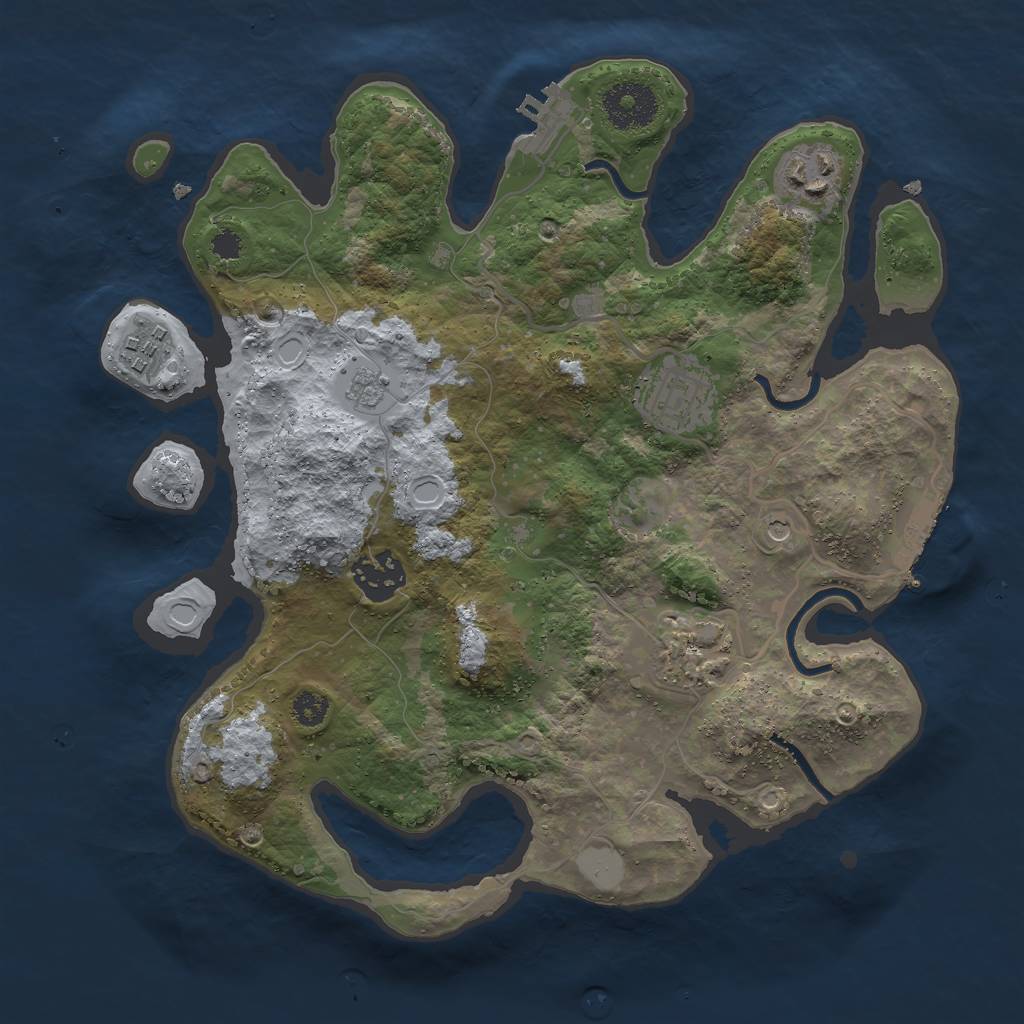 Rust Map: Procedural Map, Size: 3000, Seed: 81853024, 14 Monuments