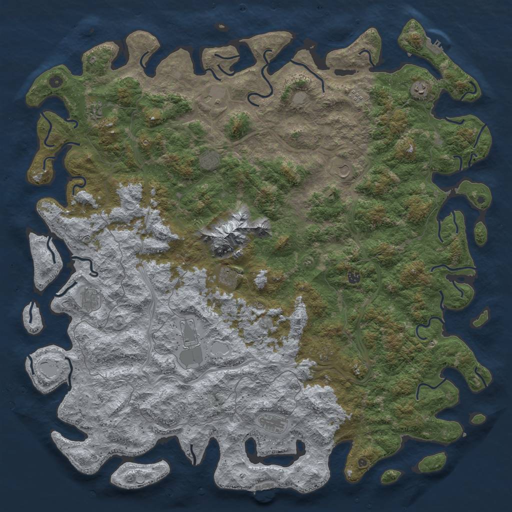 Rust Map: Procedural Map, Size: 6000, Seed: 5214, 20 Monuments