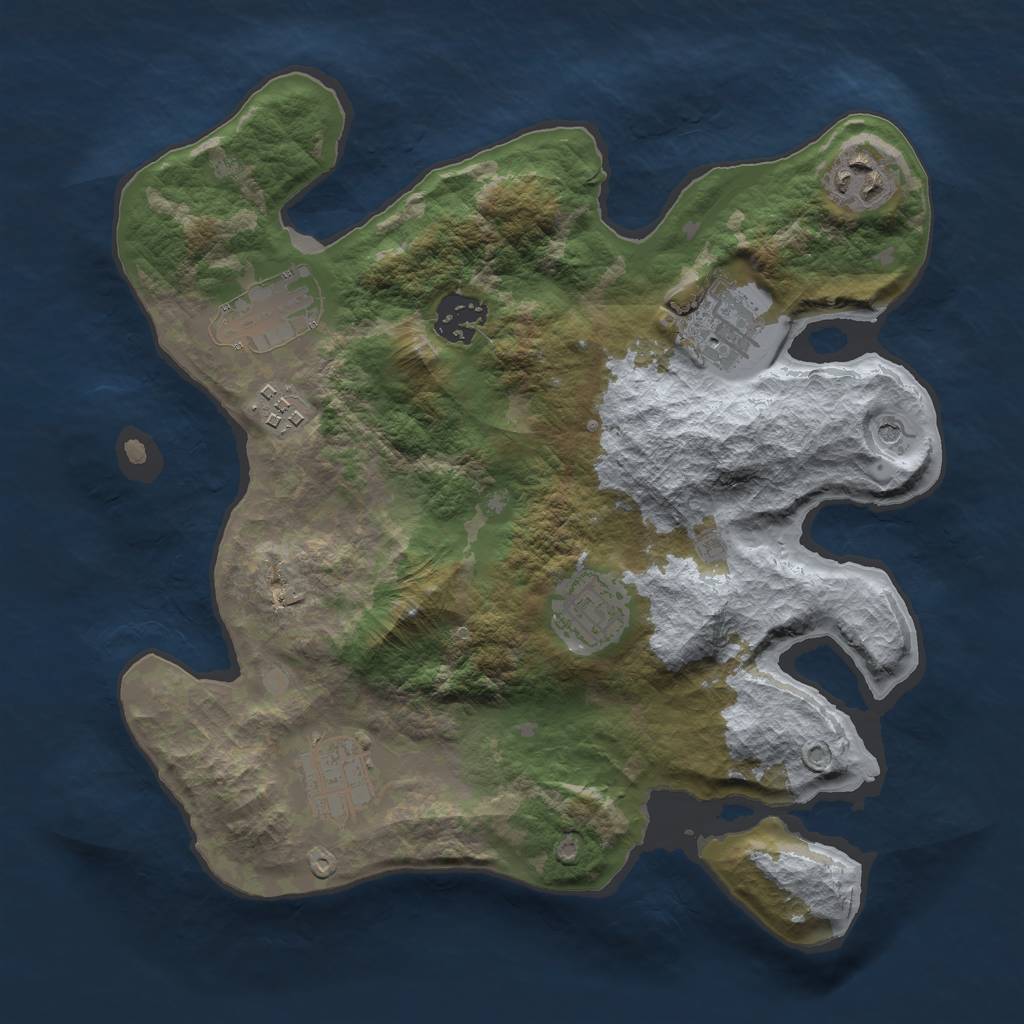 Rust Map: Barren, Size: 3000, Seed: 49, 10 Monuments
