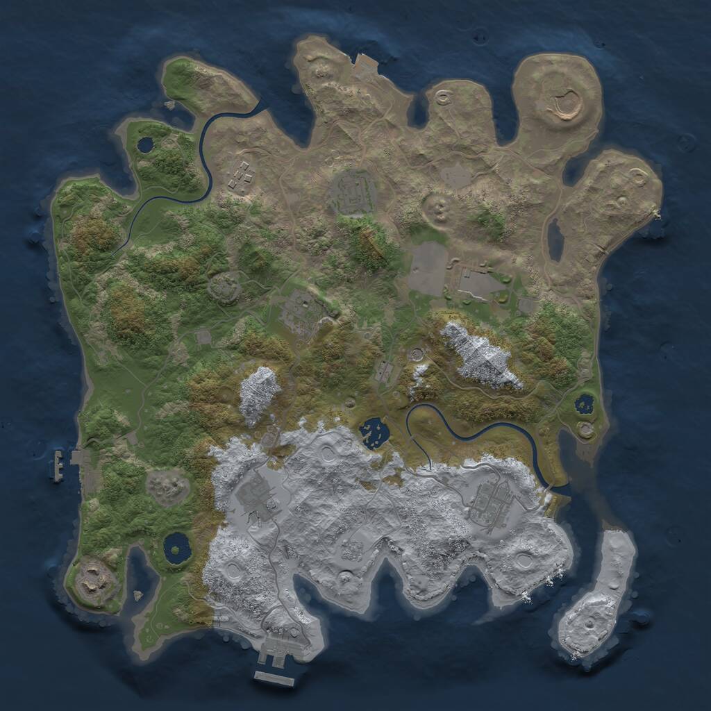 Rust Map: Procedural Map, Size: 3600, Seed: 50, 15 Monuments