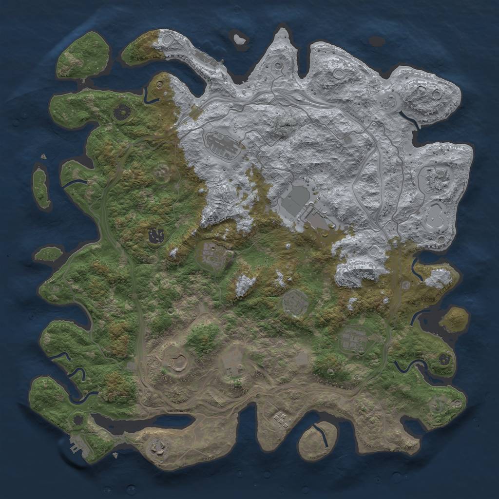 Rust Map: Procedural Map, Size: 4500, Seed: 58481814, 20 Monuments