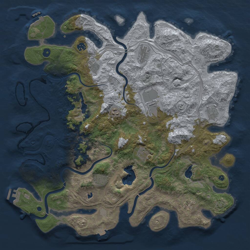 Rust Map: Procedural Map, Size: 4500, Seed: 58481814, 16 Monuments