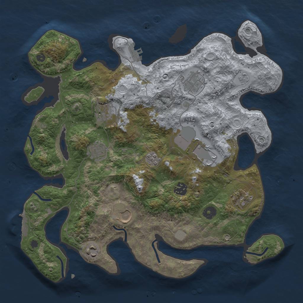 Rust Map: Procedural Map, Size: 3500, Seed: 964414796, 17 Monuments