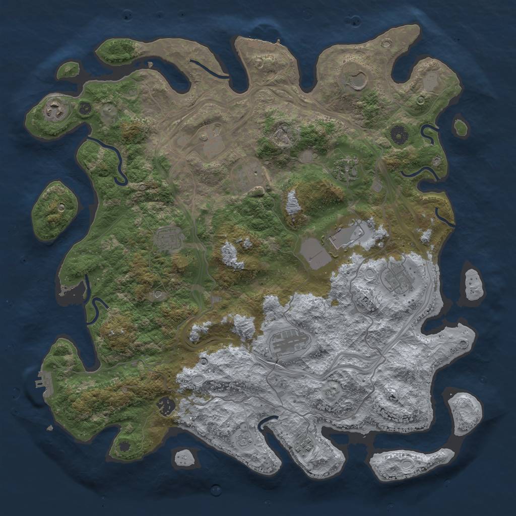 Rust Map: Procedural Map, Size: 4250, Seed: 68973910, 20 Monuments