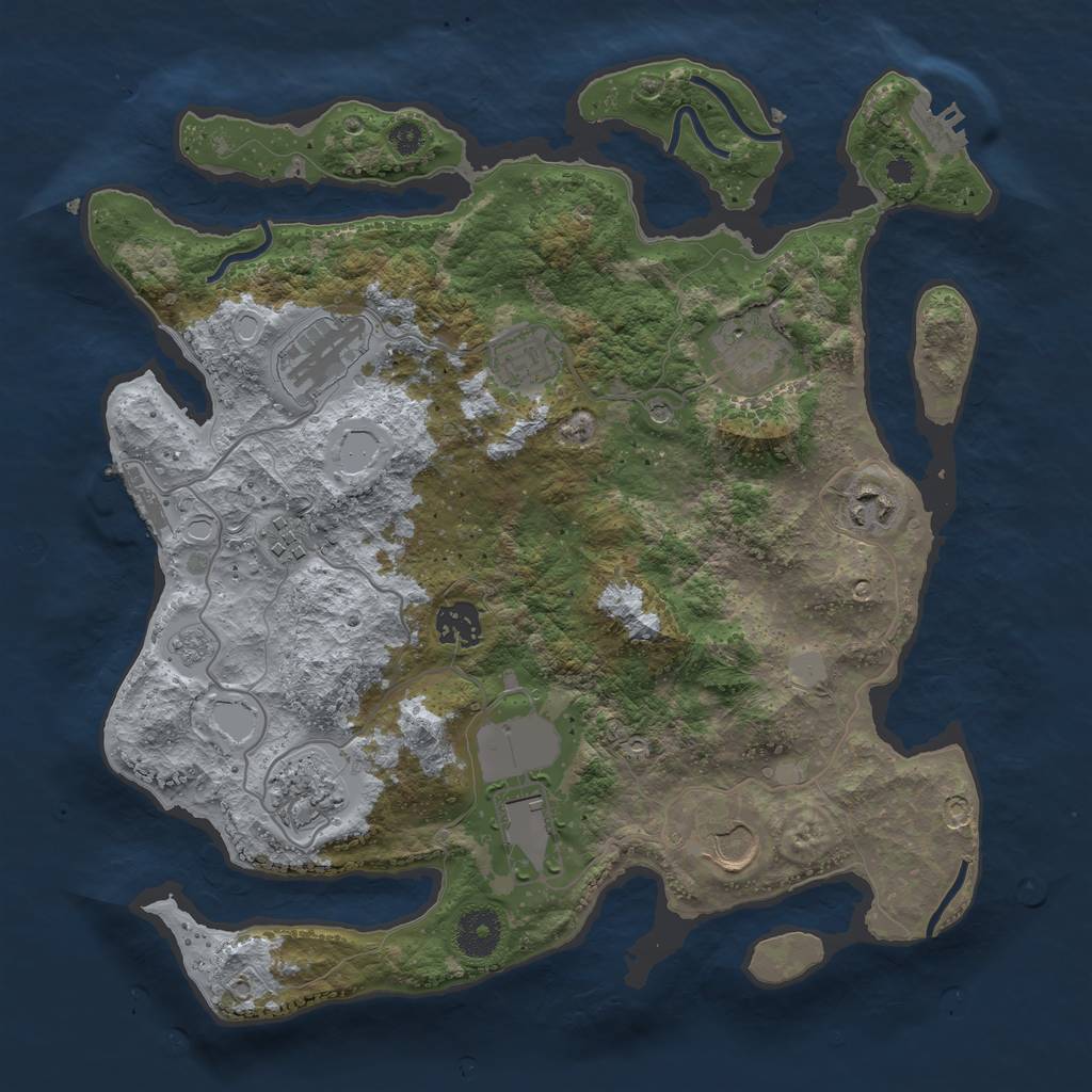 Rust Map: Procedural Map, Size: 3500, Seed: 1091503621, 18 Monuments
