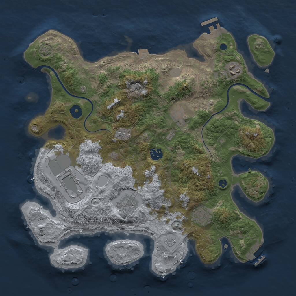 Rust Map: Procedural Map, Size: 3500, Seed: 21327, 13 Monuments