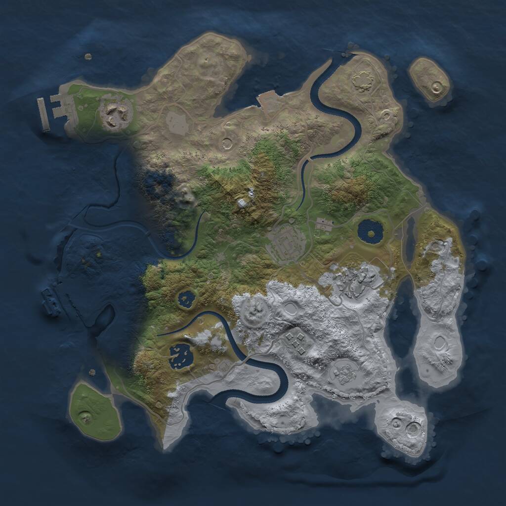 Rust Map: Procedural Map, Size: 3000, Seed: 1972179591, 11 Monuments