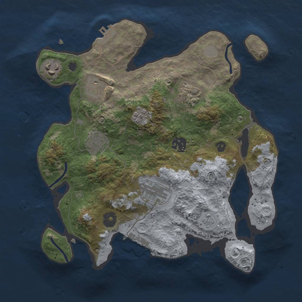 Rust Map: Procedural Map, Size: 3000, Seed: 1972179591, 15 Monuments