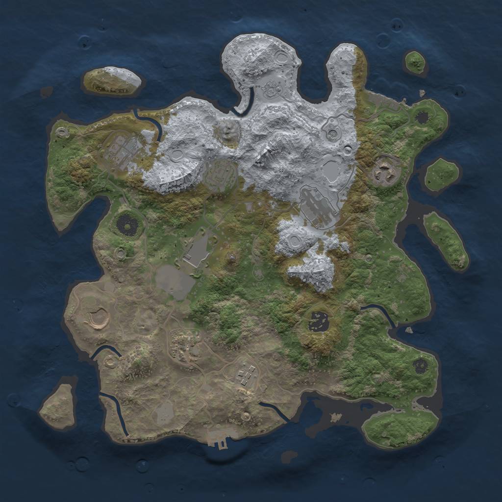 Rust Map: Procedural Map, Size: 3500, Seed: 97204, 18 Monuments