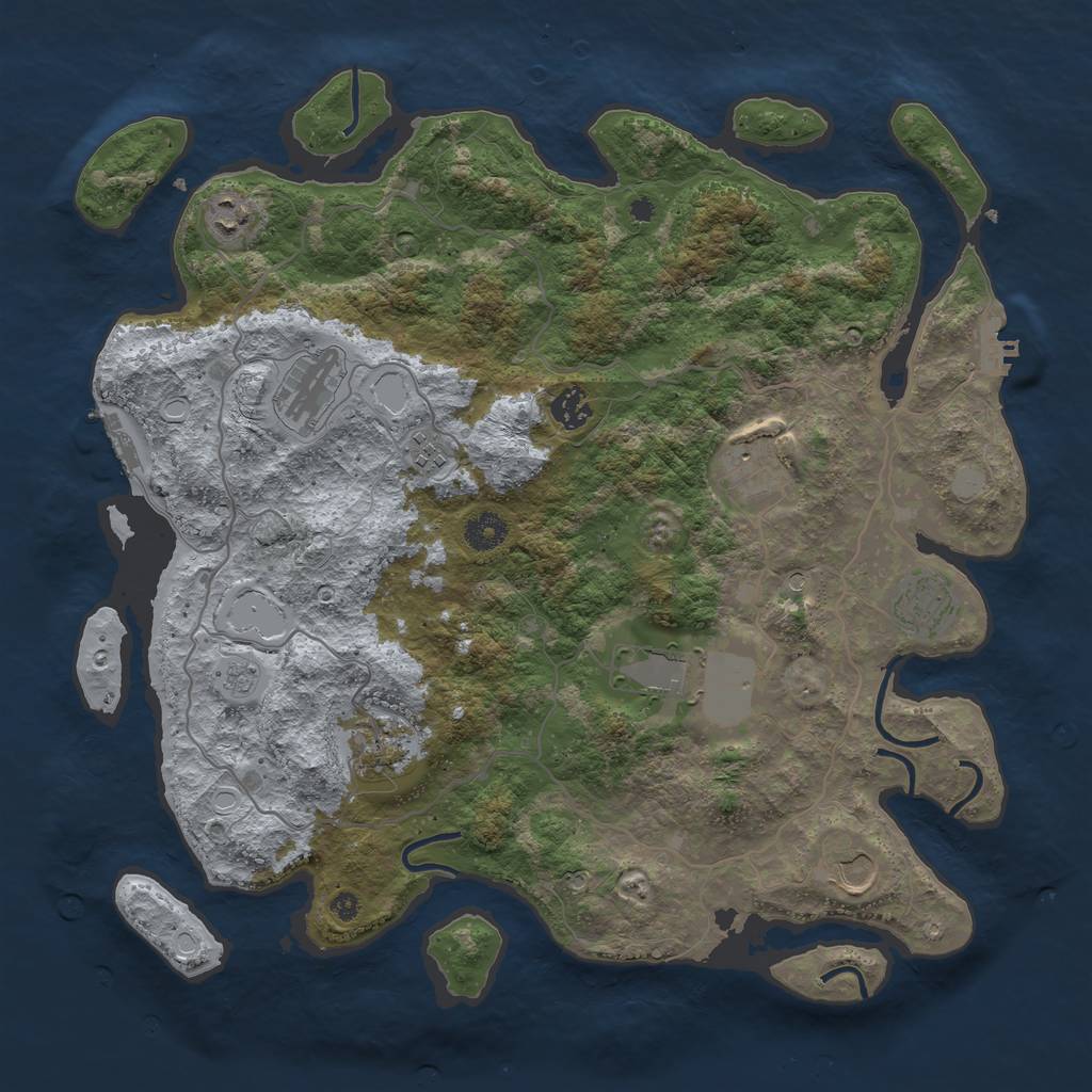 Rust Map: Procedural Map, Size: 4000, Seed: 1832794569, 18 Monuments