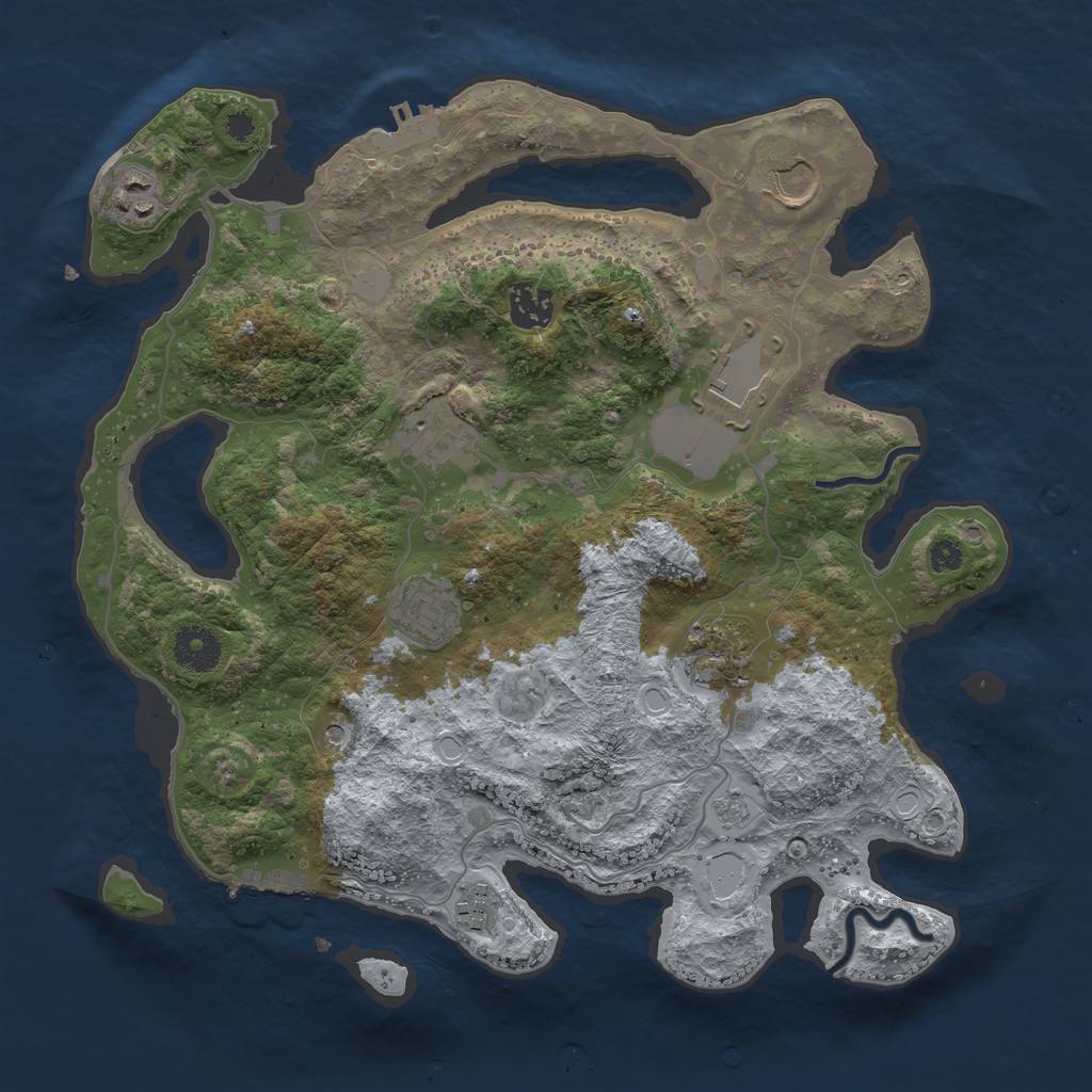 Rust Map: Procedural Map, Size: 3500, Seed: 287724123, 17 Monuments