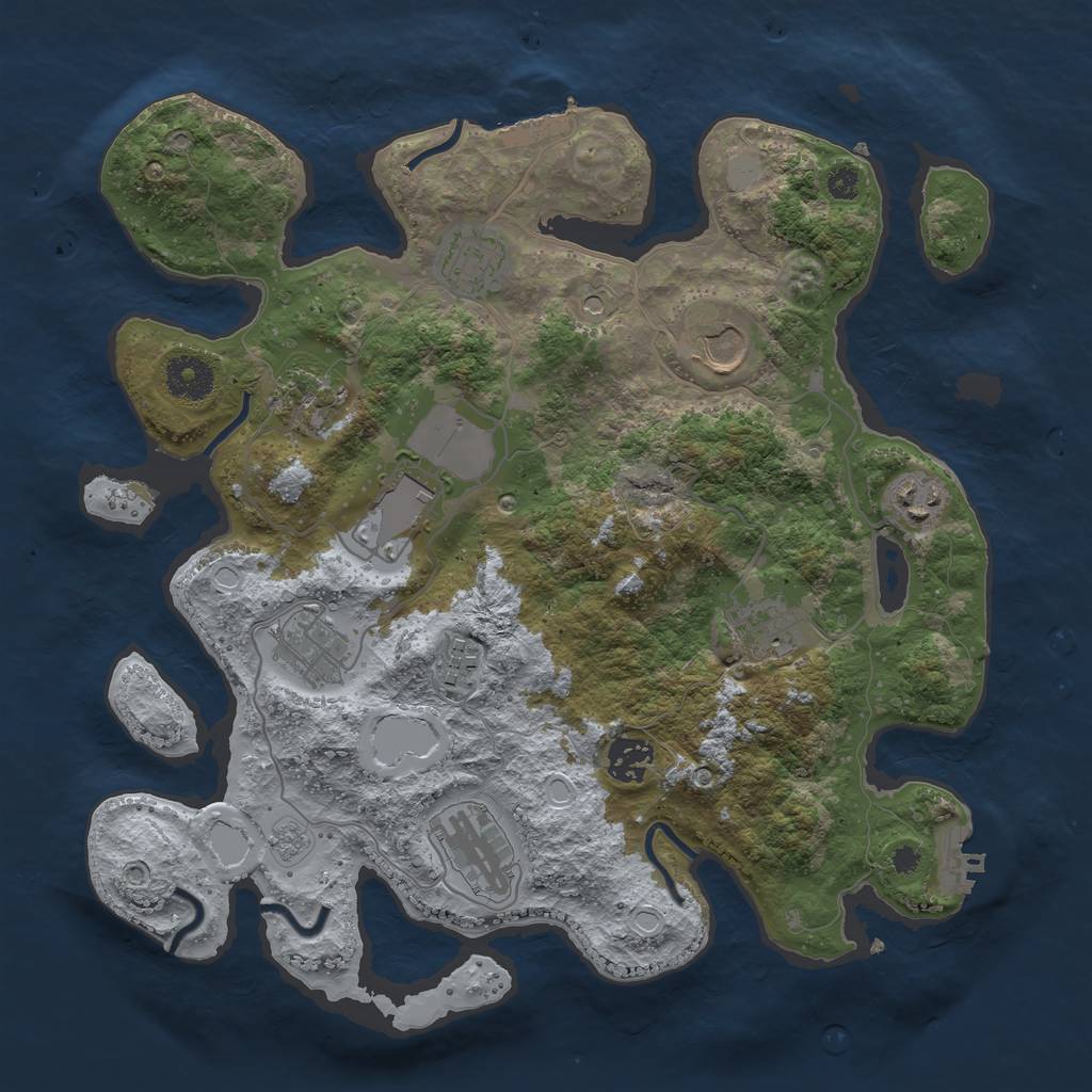 Rust Map: Procedural Map, Size: 3500, Seed: 2004141720, 19 Monuments