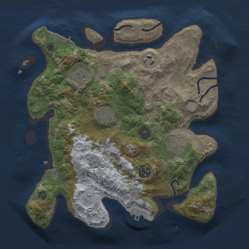 Rust Map: Procedural Map, Size: 3000, Seed: 84695228, 15 Monuments