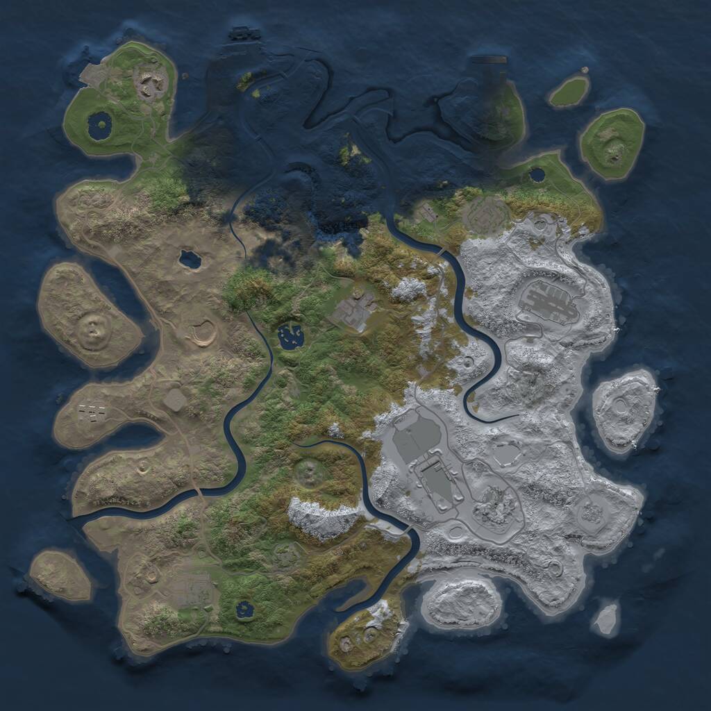Rust Map: Procedural Map, Size: 4000, Seed: 4738421, 16 Monuments