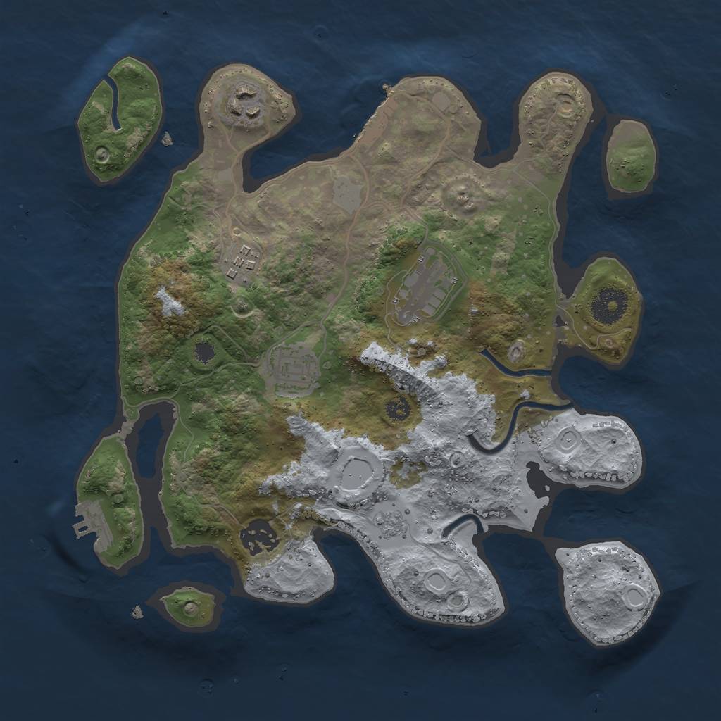 Rust Map: Procedural Map, Size: 3000, Seed: 21370, 13 Monuments