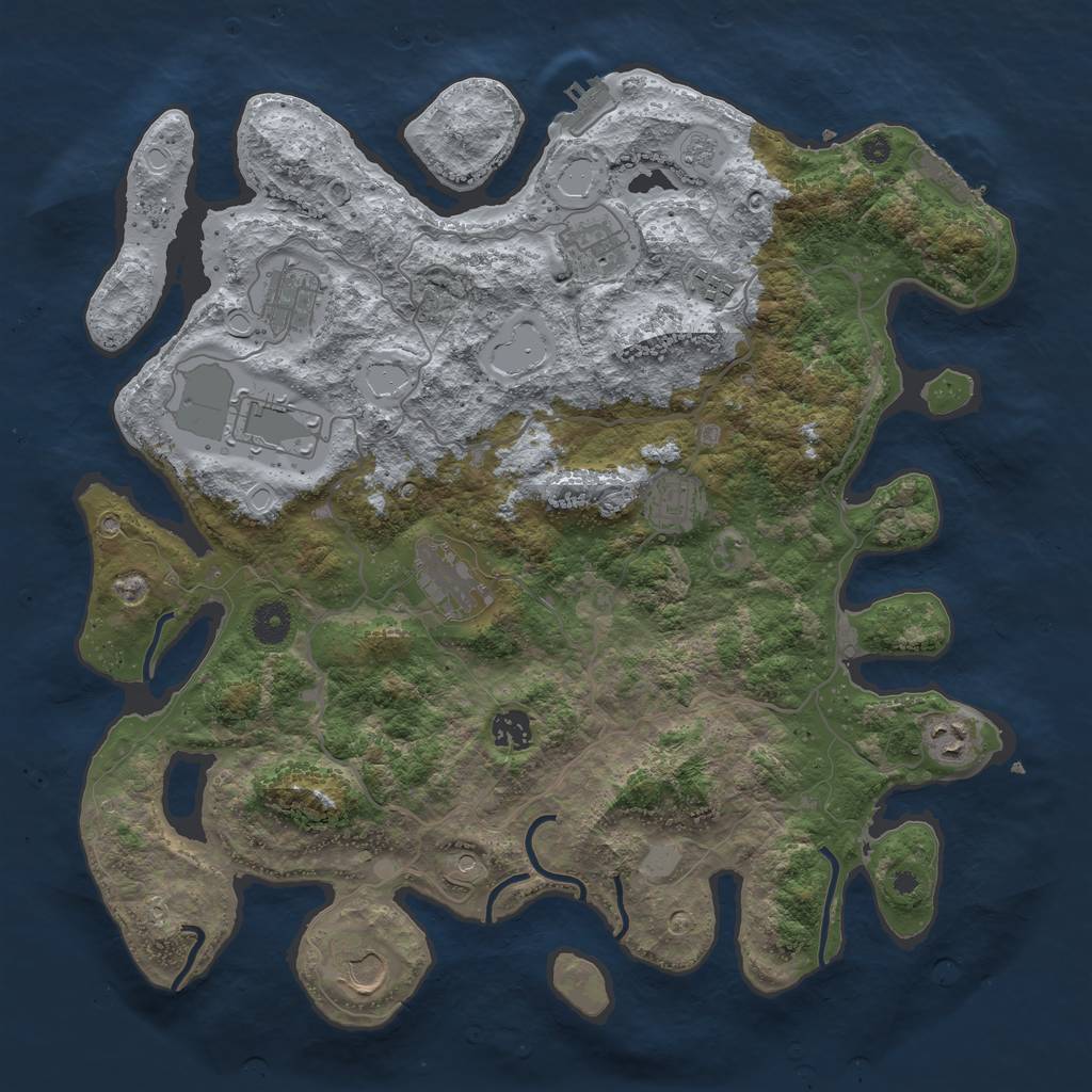 Rust Map: Procedural Map, Size: 4000, Seed: 897969790, 18 Monuments
