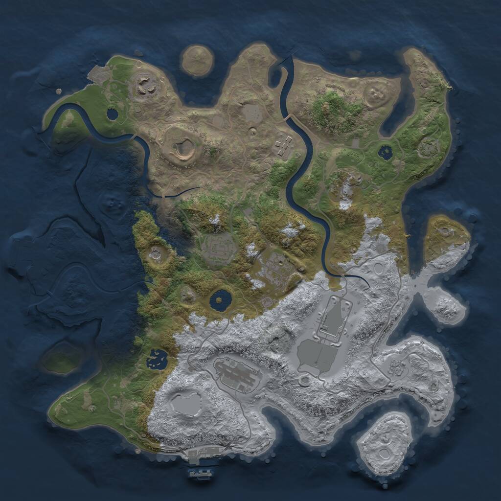 Rust Map: Procedural Map, Size: 3500, Seed: 1895948003, 15 Monuments
