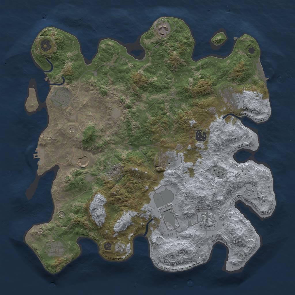 Rust Map: Procedural Map, Size: 3850, Seed: 294844464, 19 Monuments