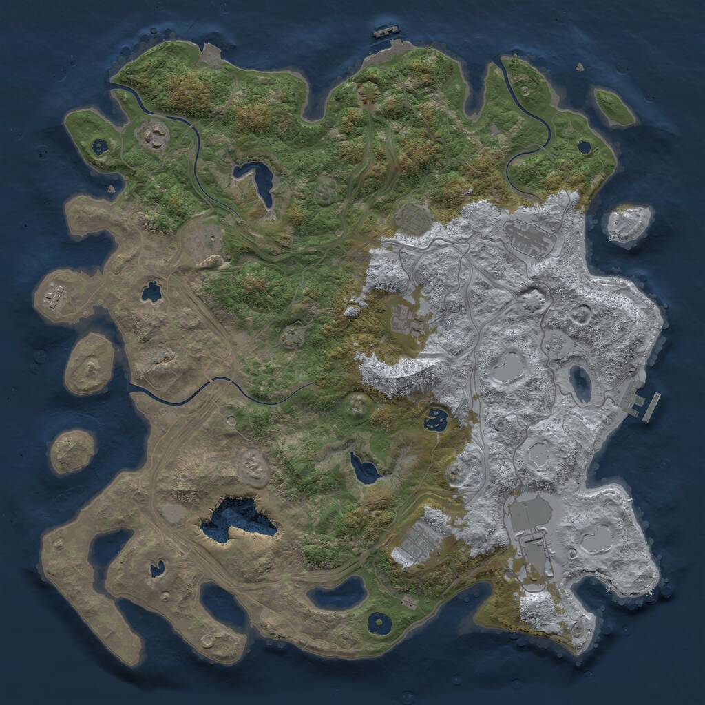 Rust Map: Procedural Map, Size: 4500, Seed: 491910094, 15 Monuments