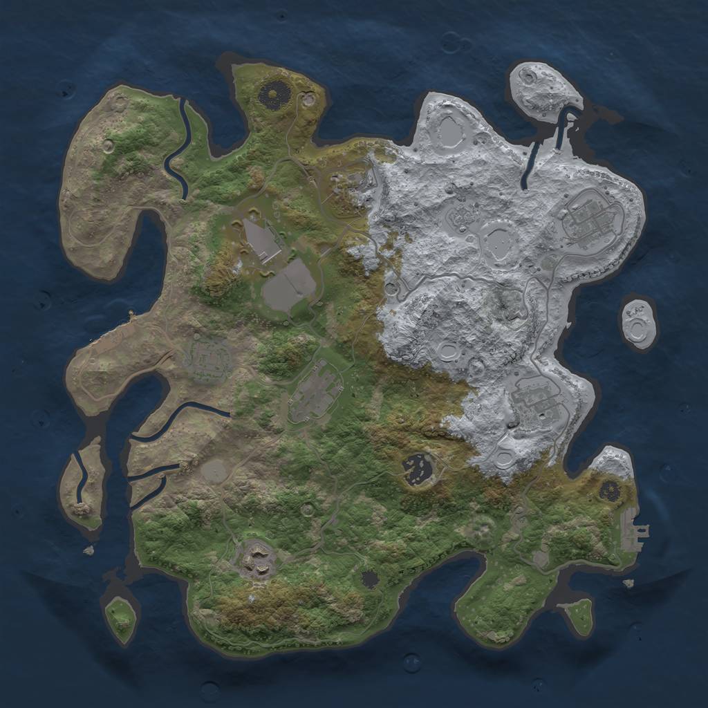 Rust Map: Procedural Map, Size: 3500, Seed: 660010100, 17 Monuments