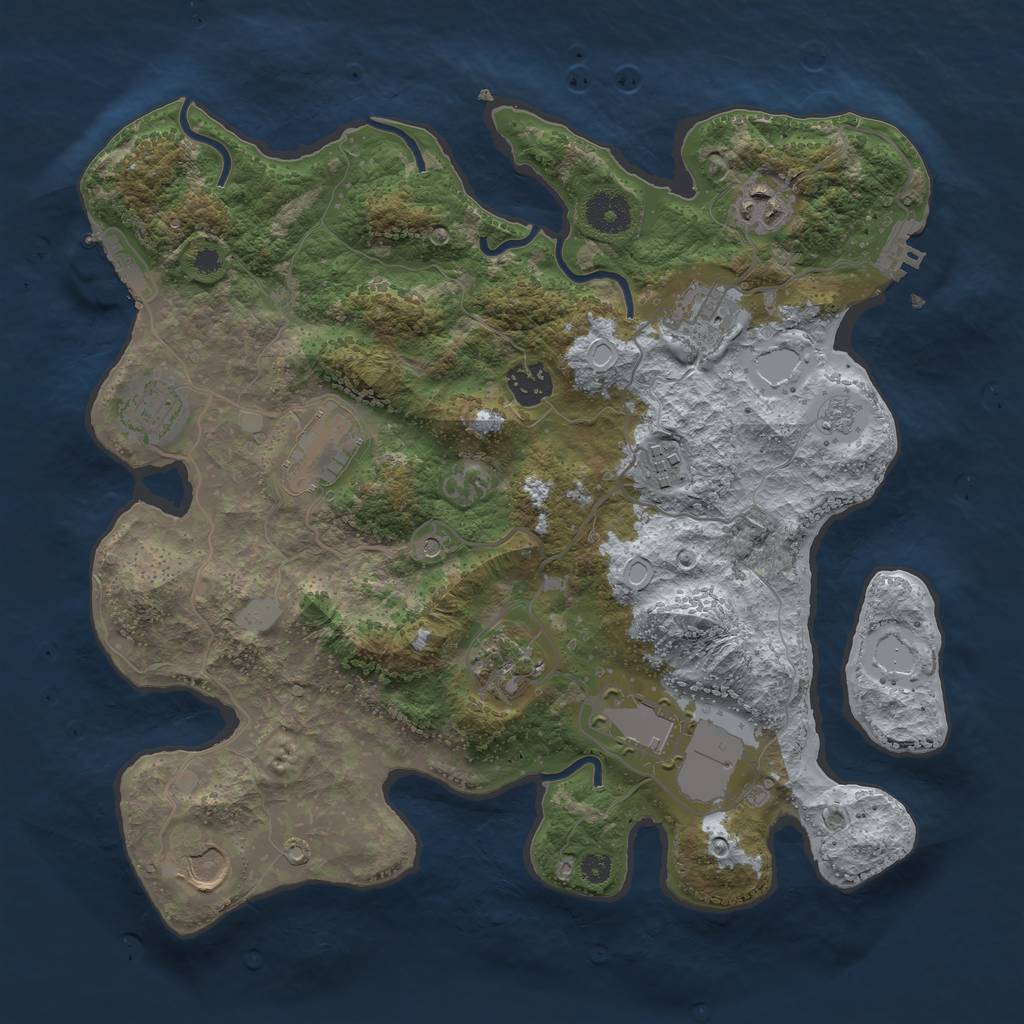 Rust Map: Procedural Map, Size: 3500, Seed: 52341, 18 Monuments