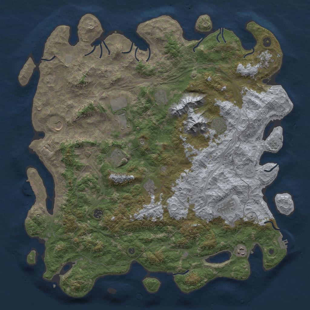 Rust Map: Procedural Map, Size: 5000, Seed: 7417437, 20 Monuments