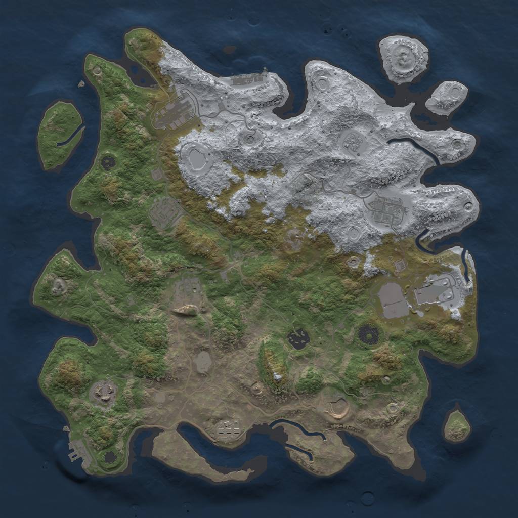 Rust Map: Procedural Map, Size: 3750, Seed: 1159130152, 18 Monuments