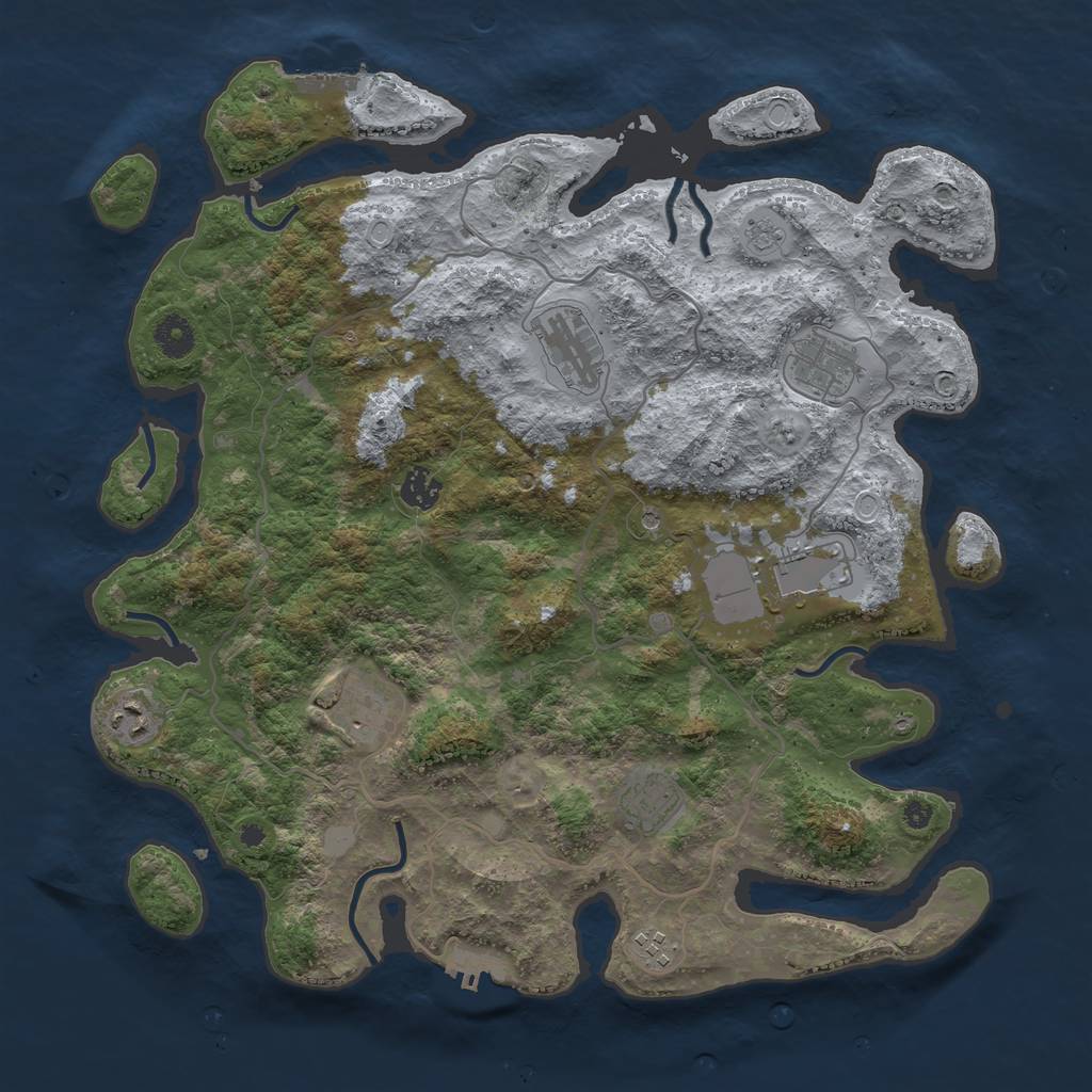 Rust Map: Procedural Map, Size: 4000, Seed: 931816, 17 Monuments