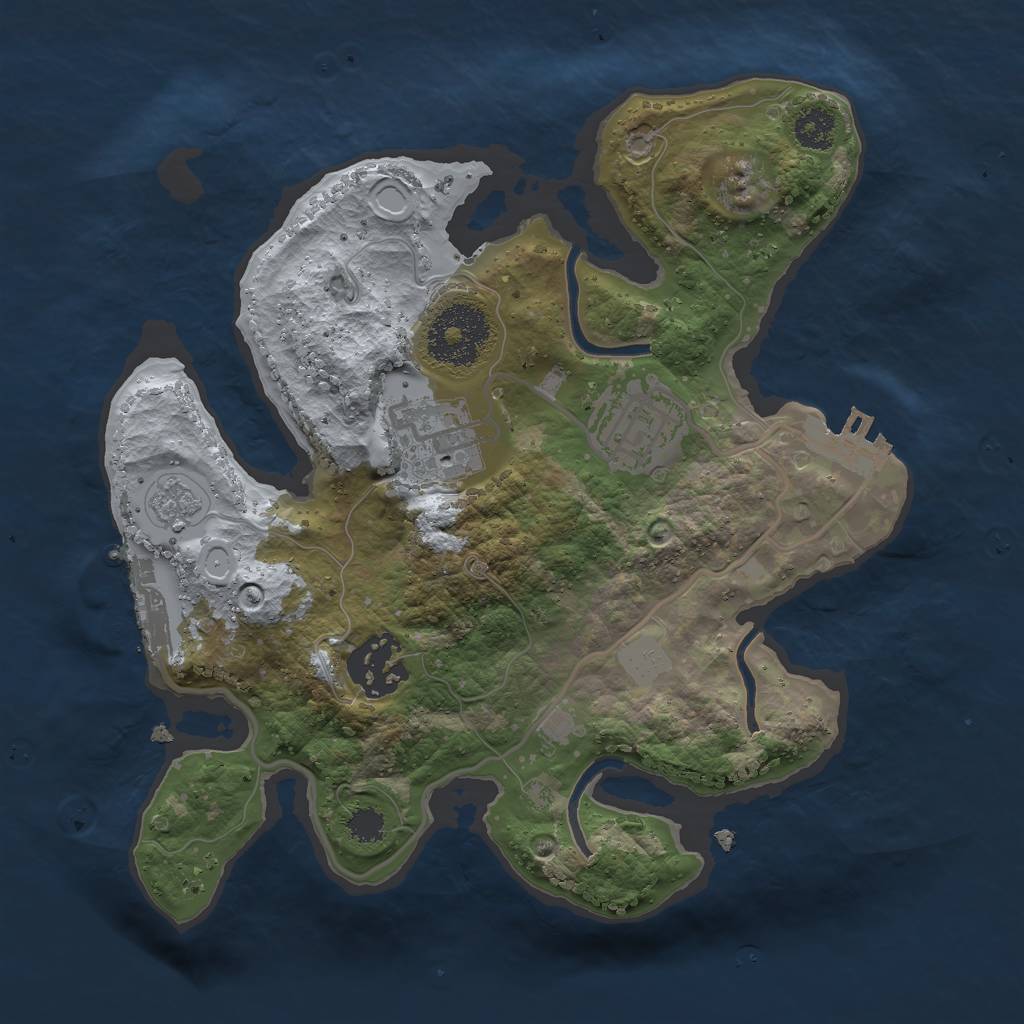 Rust Map: Procedural Map, Size: 2500, Seed: 55, 11 Monuments