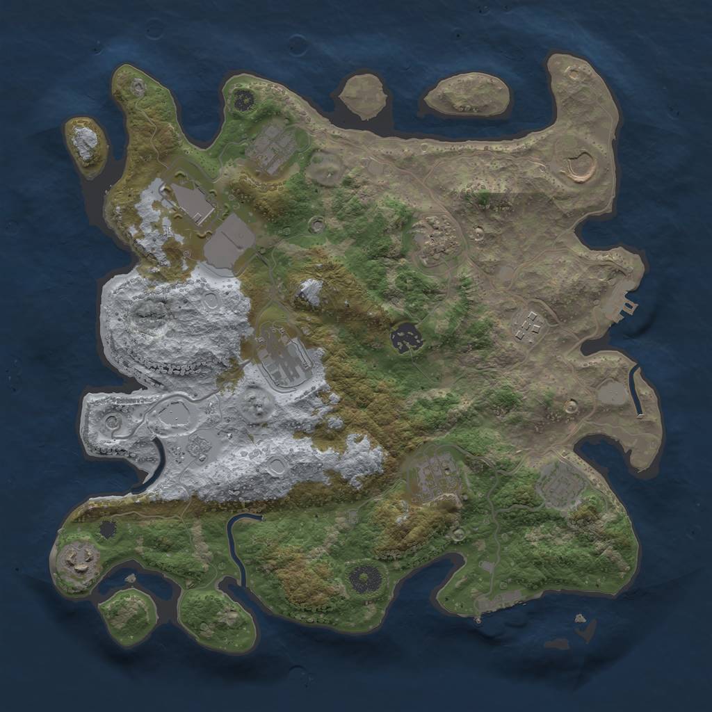 Rust Map: Procedural Map, Size: 3500, Seed: 13823, 19 Monuments